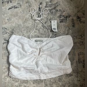 American eagle white halter crop top size medium